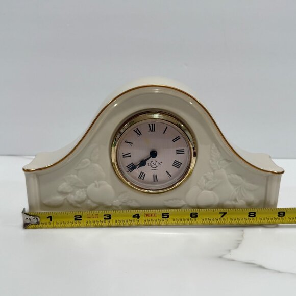 VTG Lenox Fruits of Life Mantel Clock Embossed 24K Gold Trim WORKING - Picture 9 of 12